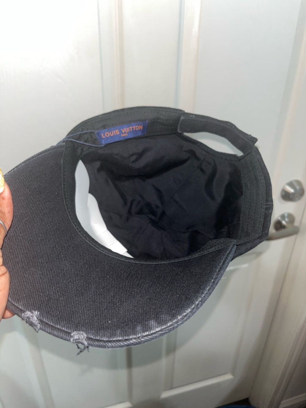 Louis Vuitton Charcoal Black Denim LV Embroidered Cap - Picture 2 of 2